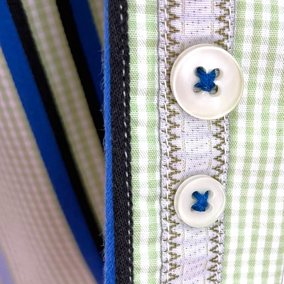 Luchiano Viscotti Long Sleeve Striped Button Up Shirt 2 Ply Mercerized Cotton XL - Picture 7 of 10